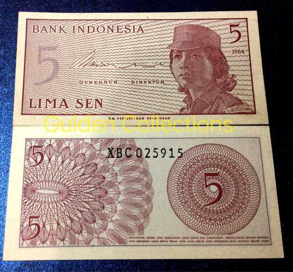 uang kuno 5 sen seri sukarelawan tahun 1964 UNC