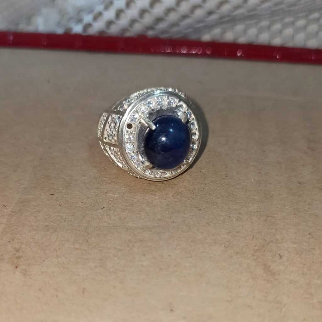 Cincin Batu permata blue safir gelap