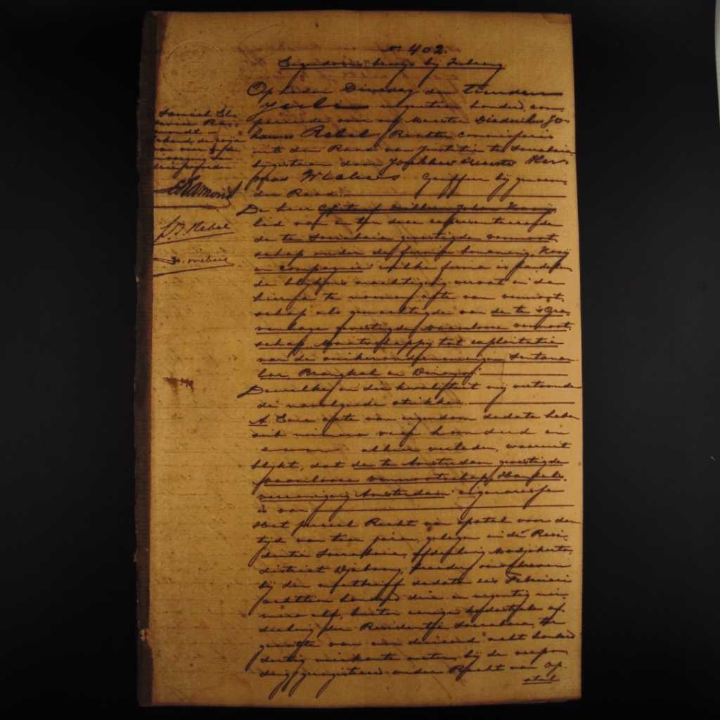 Koleksi Dokumen Tulis Tangan Pemerintahan Hindia Belanda Akta Jual Beli Tanah Perusahaan Gula Wilayah Mojokerto Tanggal 16 Juni 1900 No 402