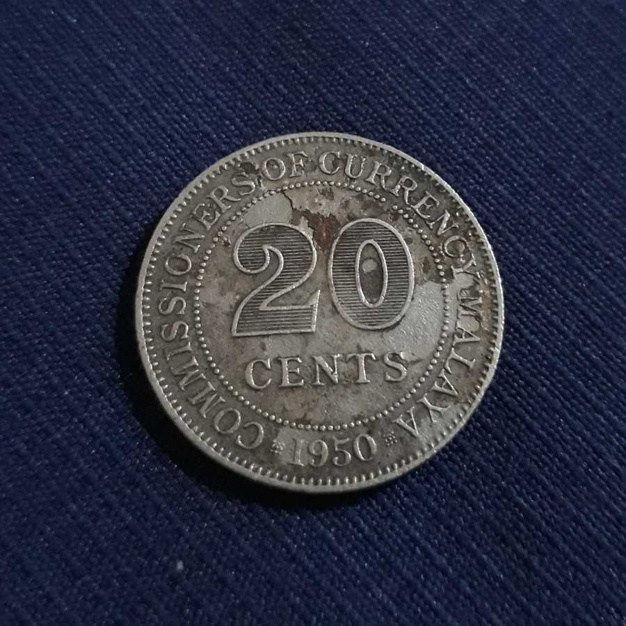 Malaya - 20 Cents 1950 : Koin / Asing / Kuno