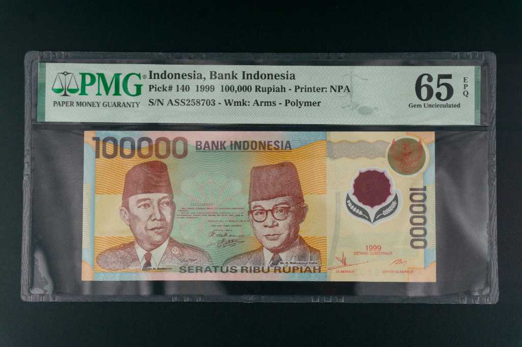 UANG PMG 100.000 RUPIAH 1999 SCORE 65 EPQ