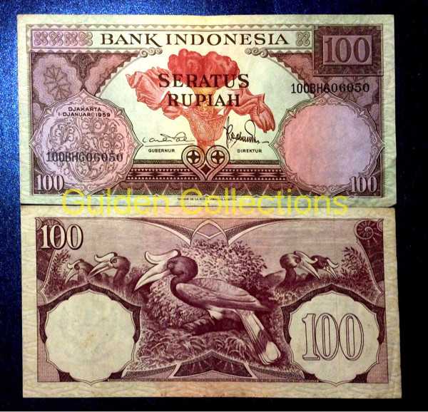 uang kuno 100 seri bunga tahun 1959