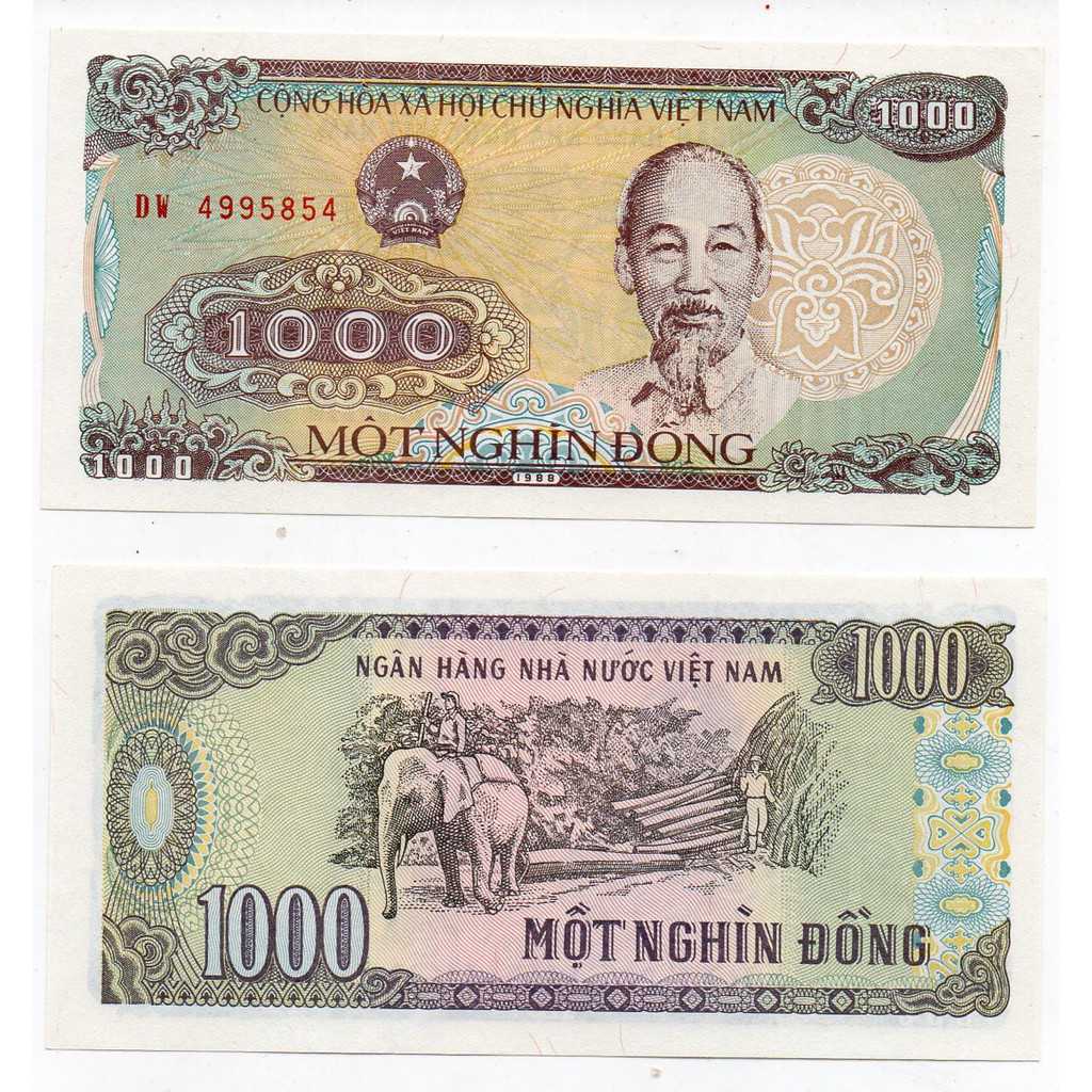 BL 1567 vietnam 1000 dong tahun 1988 unc mulus per 1 lembar Gress