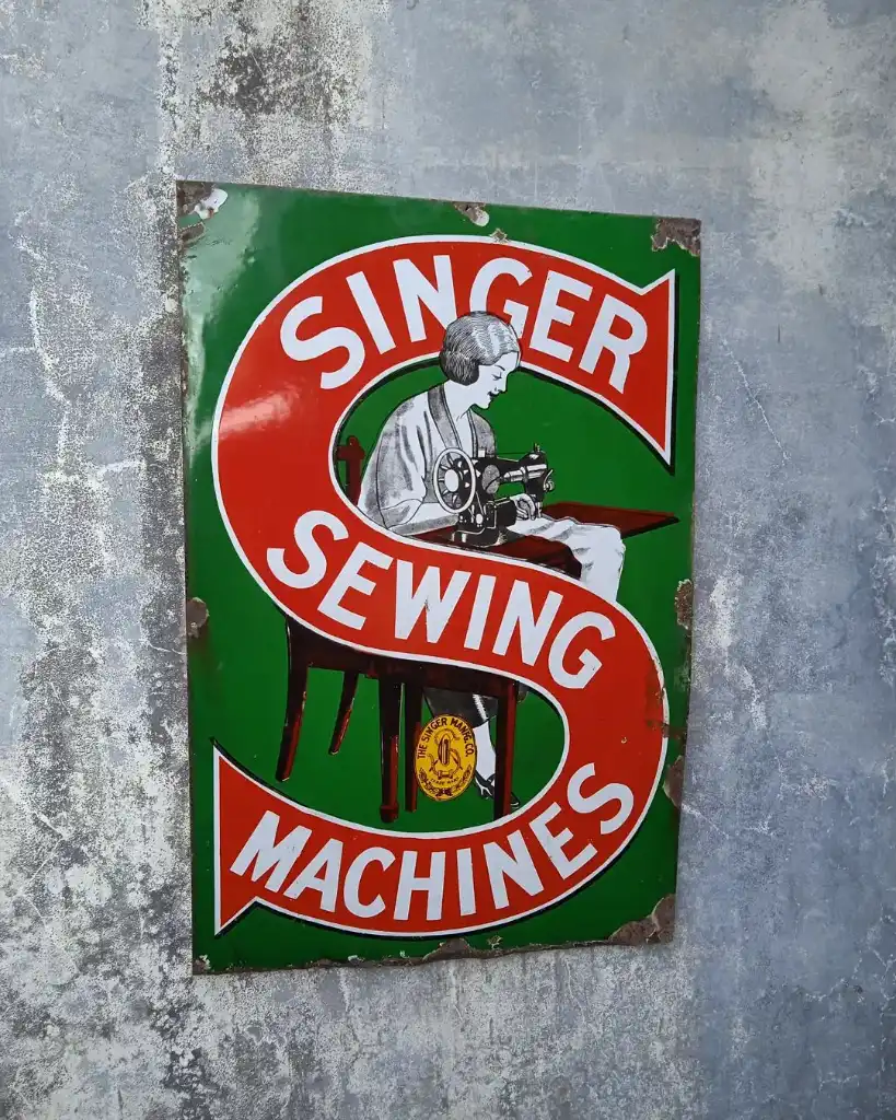 Enamel "SINGER Sewing Machine",..