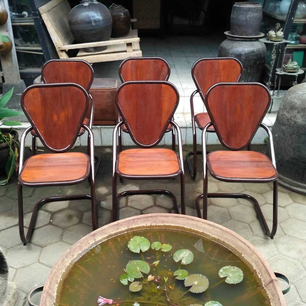 Kursi makan besi+ kayu jati