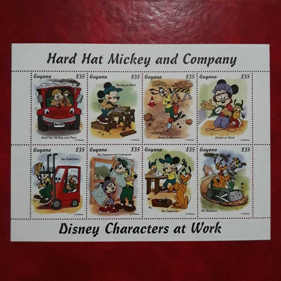Perangko / Stamp : Guyana - Disney " Hard Hat Mickey and Co " Block