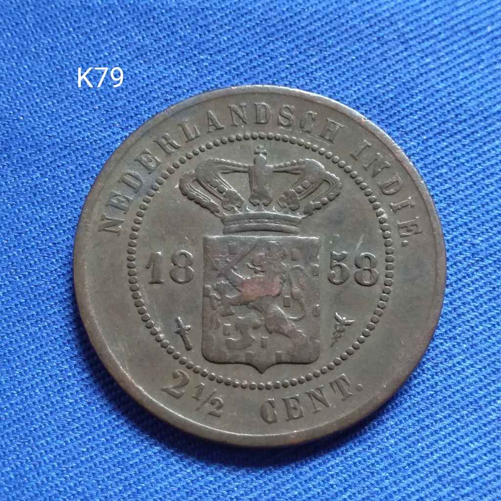 Koin lama Benggol 2 1/2 cent 1858 Asli Tua Belanda K79