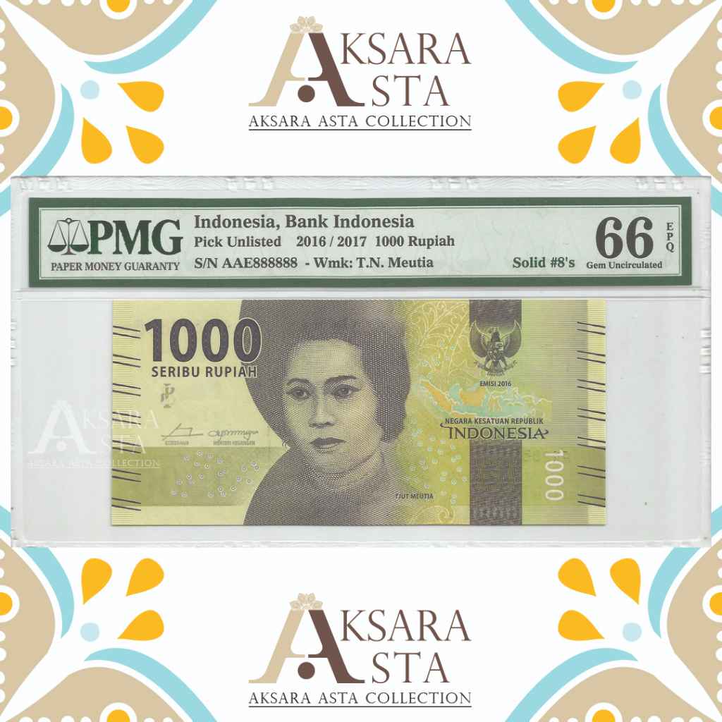 Uang Indonesia Rp 1000 th 2017 PMG 66 EPQ SOLID #8