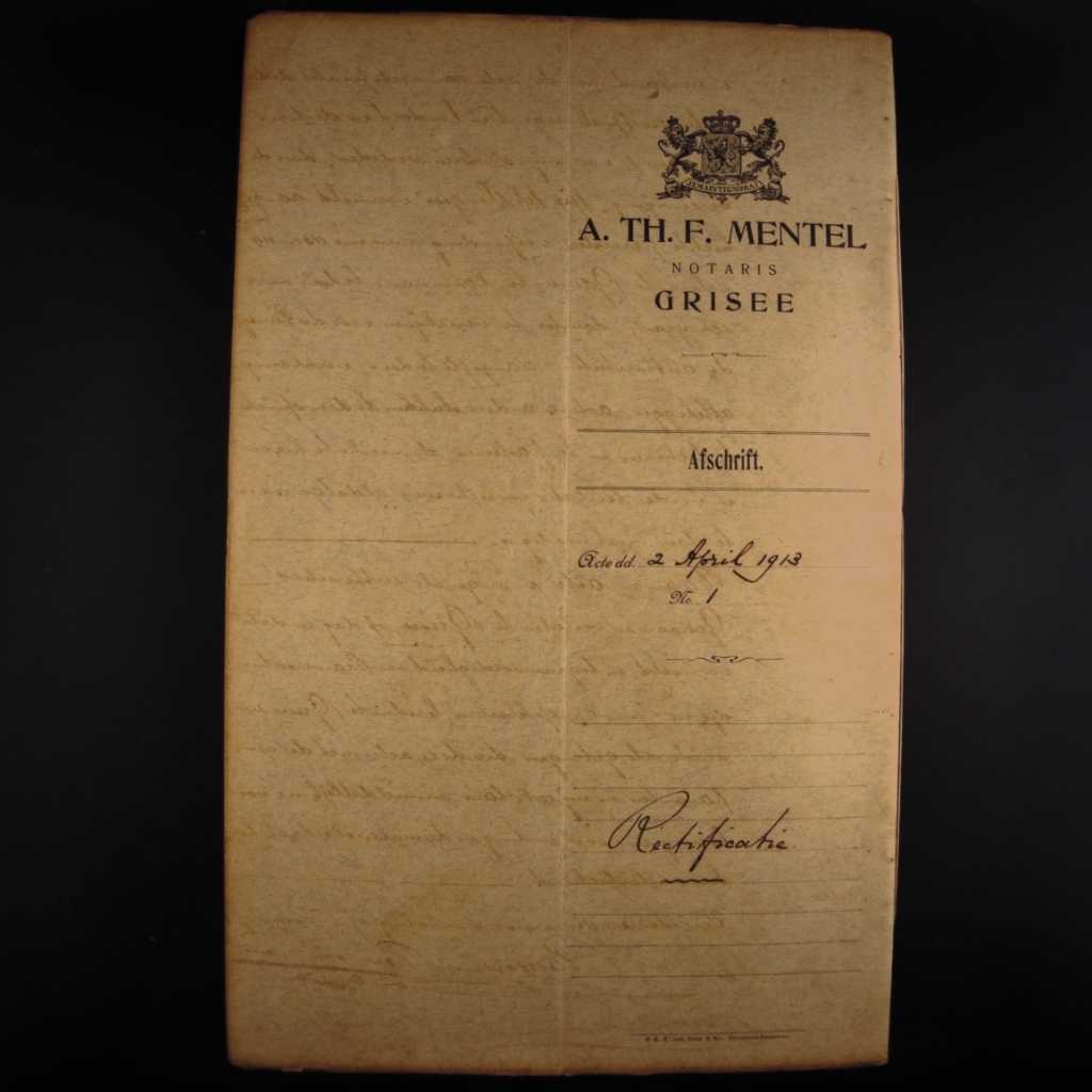 Koleksi Dokumen Tulis Tangan Akta Jual Beli Tanah Pemerintahan Hindia Belanda Wilayah Gresik Tanggal 2 April 1913 No 1