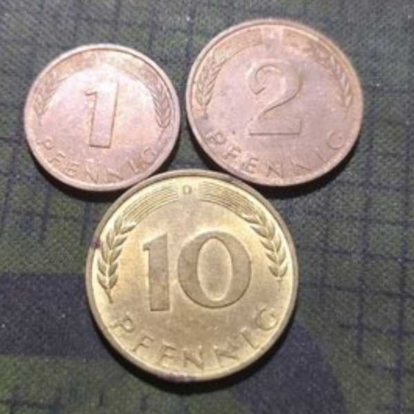 A2644 Set 1 2 10 Pfening Jerman Bekas Pakai Sesuai Gambar