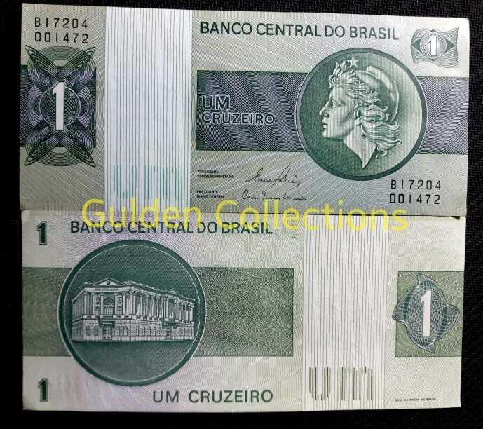 Uang Kuno Luar Negri 1 Cruzeiro Brazil 1975 UNC