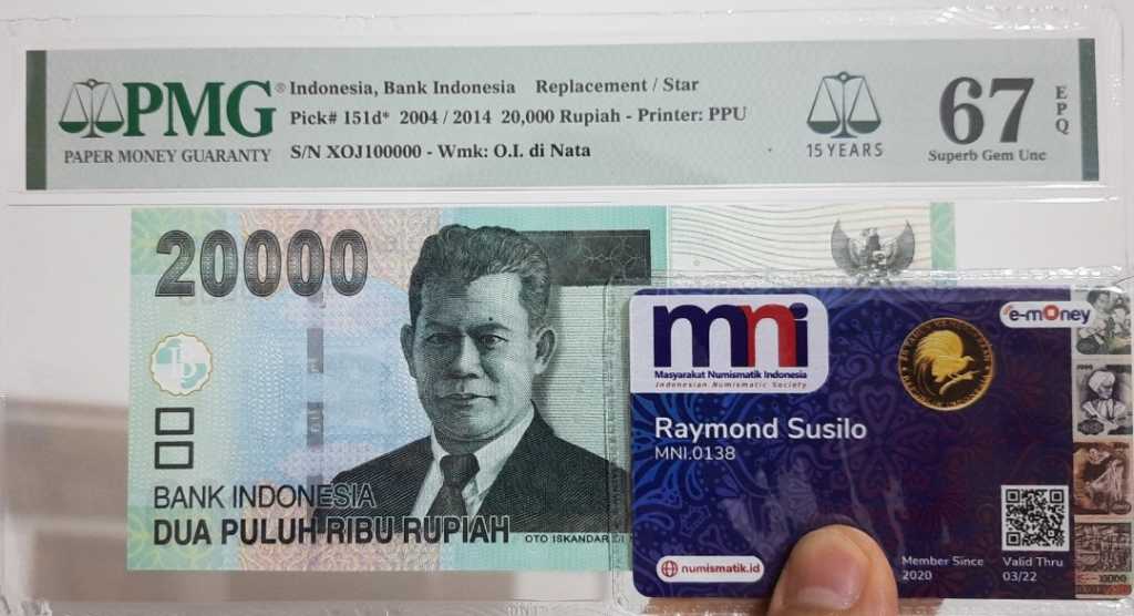 PMG67 EPQ 20000 Rupiah Otista Rep Star XOJ1000000 Hanya Ada 7 Di Populasi PMG