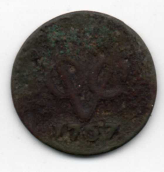 Nederlands Indies VOC Duit Tahun 1767 Provinsi Holland Bekas Sesuai Gambar