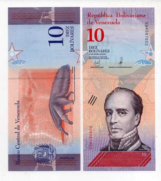 BL3100 Uang Kertas Asing 10 Bolivares Venezuela 2018 Kondisi Unc Gress