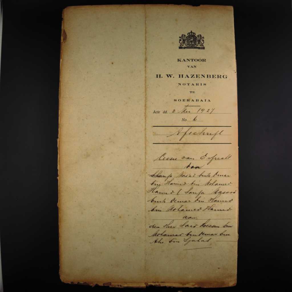 Koleksi Dokumen Akta Jual Beli Tanah Pemerintahan Hindia Belanda Wilayah Surabaya Tanggal 2 Mei 1927 No 6