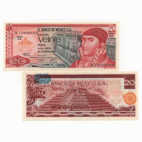 BL 1112 Mexiko Mexico 20 Pesos tahun 1977 UNC Mulus Per 1 Lembar