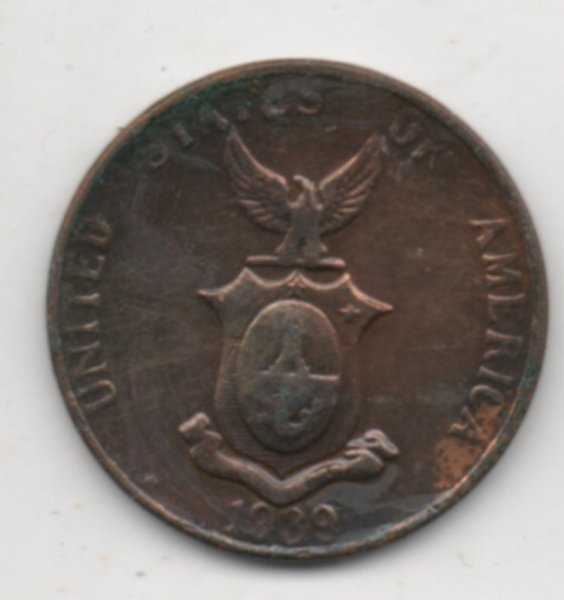 A661 Filiphina Dibawah Kekuasaan Amerika 1 Cent 1939 Sesuai Gambar