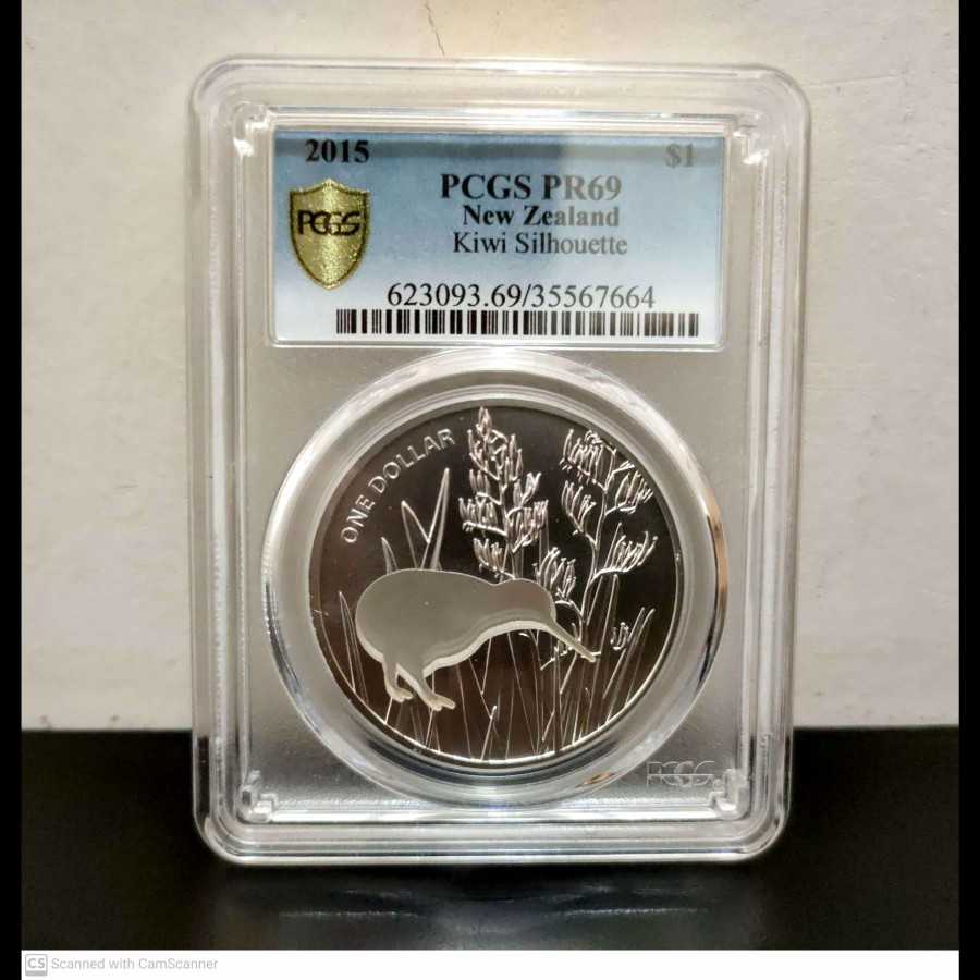 New Zealand 1 Dollars 2015 Silver Proof Kiwi Silhouette BUNC PCGS PR69