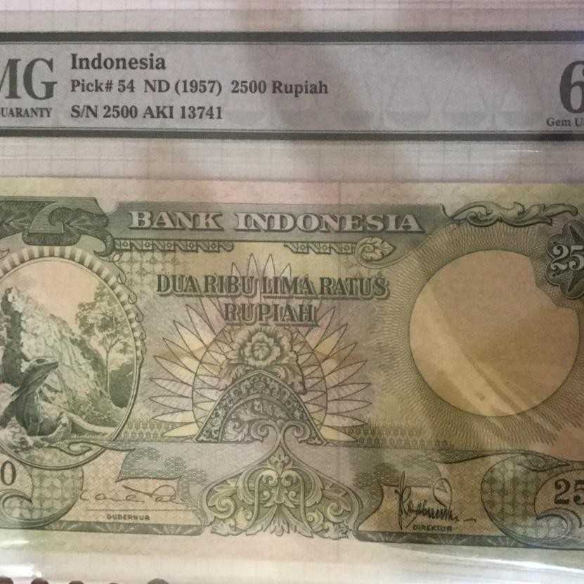 Pmg 65 epq 1957 komodo Uang kertas Indo