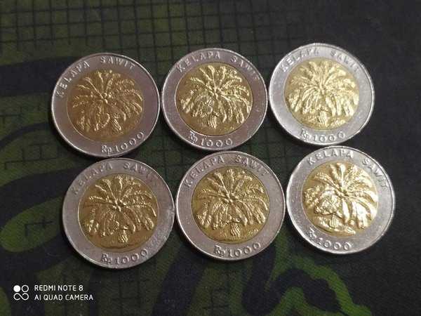 A2530 Set Tahun lengkap 6 Keping 1000 Kelapa Sawit 1993-94-95-96-97-2000