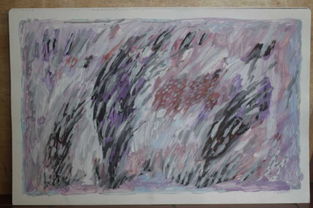 Lukisan tinta diatas kertas ( Ditiup Angin )