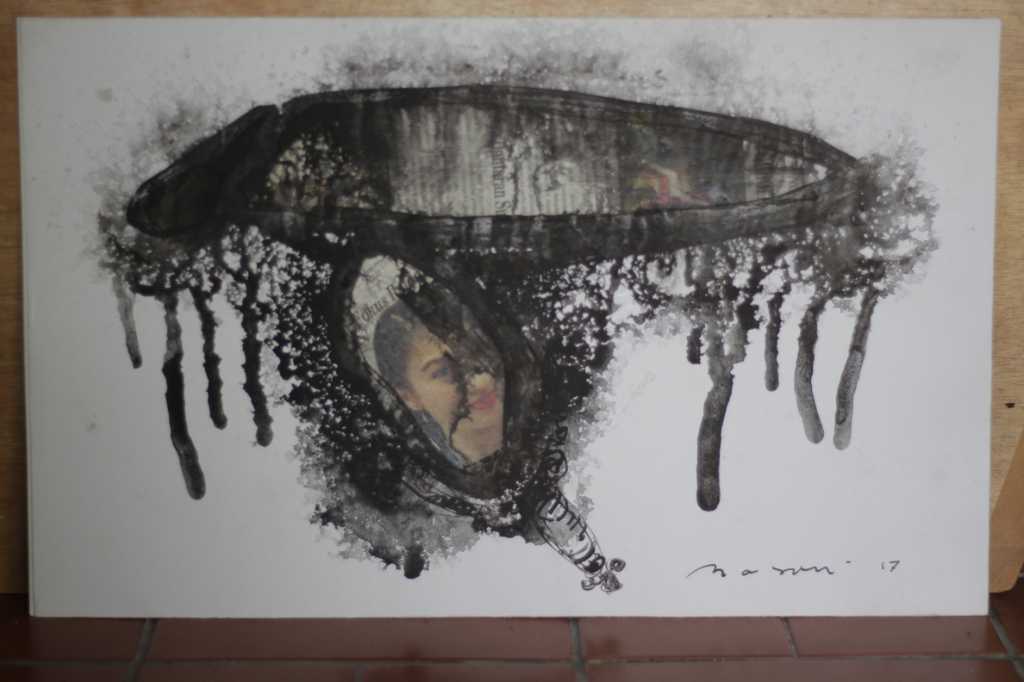 Lukisan tinta diatas kertas ( Bercermin )