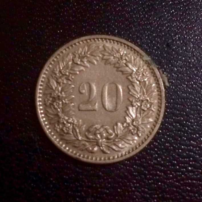 Swiss ( Switzerland ) - 20 Rappen 1970 : Koin / Asing / Kuno