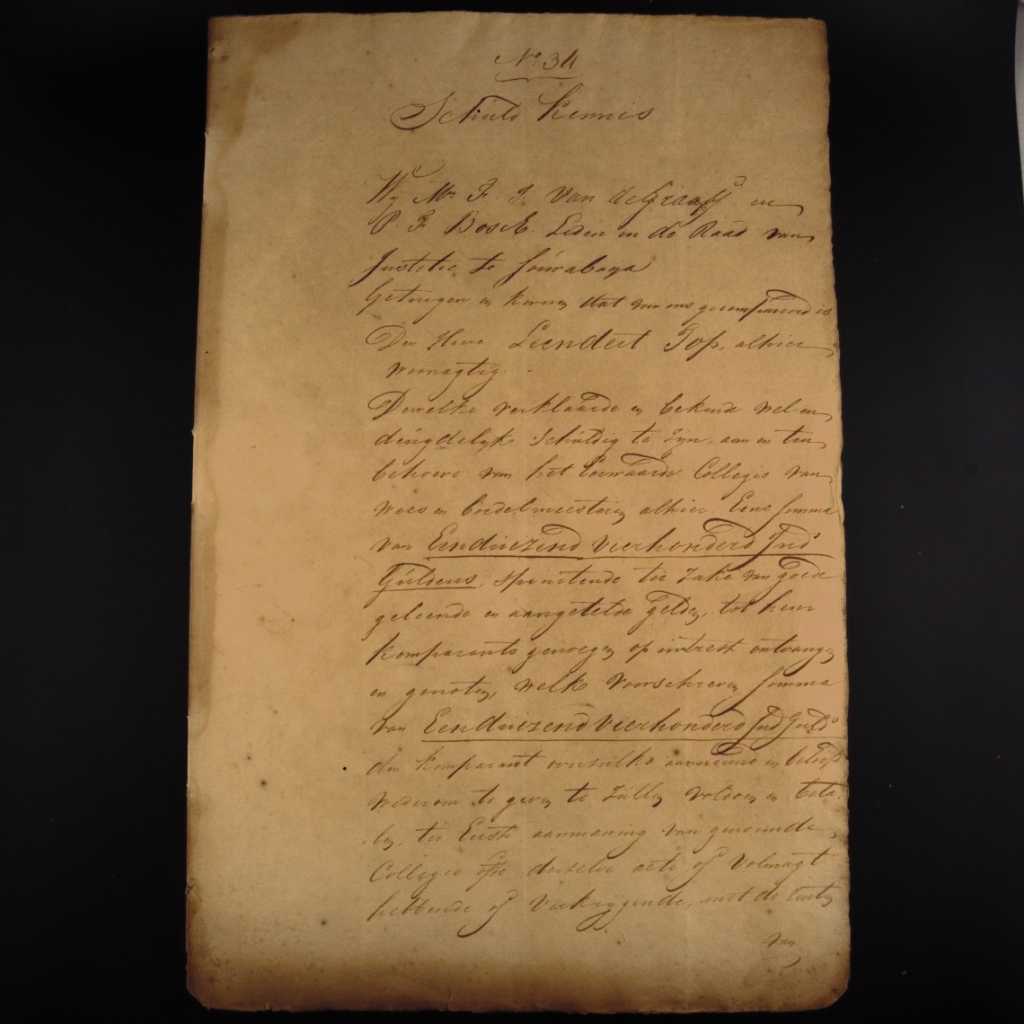 Koleksi Dokumen Tulis Tangan Pemerintahan Hindia Belanda Wilayah Surabaya Tanggal 13 Maret Tahun 1823 No 34