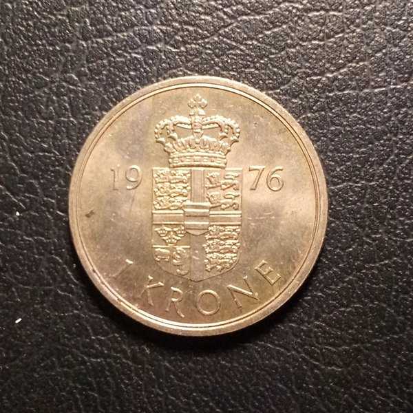 A3684 Koin Denmark 1 Krone 1976 Bekas pakai sesuai gambar