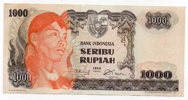 BL2287 Uang kuno 1000 Rupiah Soedirman Tahun 1968 Bekas pakai Sesuai Gambar