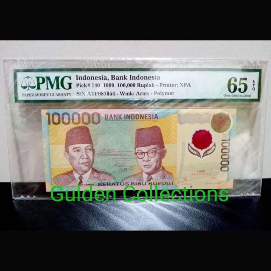 Indonesia 100000 987654 UNC Pmg 65 Epq