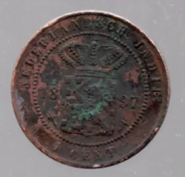 A91 Netherlandsch Indies 1 Cent tahun 1897 Bekas Pakai Sesuai Gambar