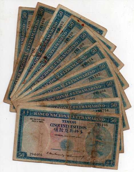 BL2956 Lot 10 Lembar Timor 50 Escudos Tahun 1967 Bekas