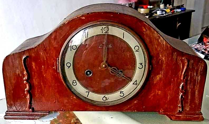 Jam Meja Antik Tua Germany Merk Hermle 2 Lubang 3 Senar Ting Tong