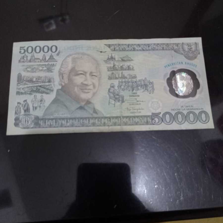 uang kuno 50000 soeharto polymer XF-VF