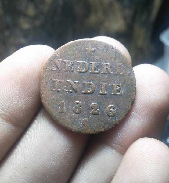 A 1738 Koin NEDERL INDIE Setengah Stuiver Tahun 1826 Kondisi Sesuai Gambar