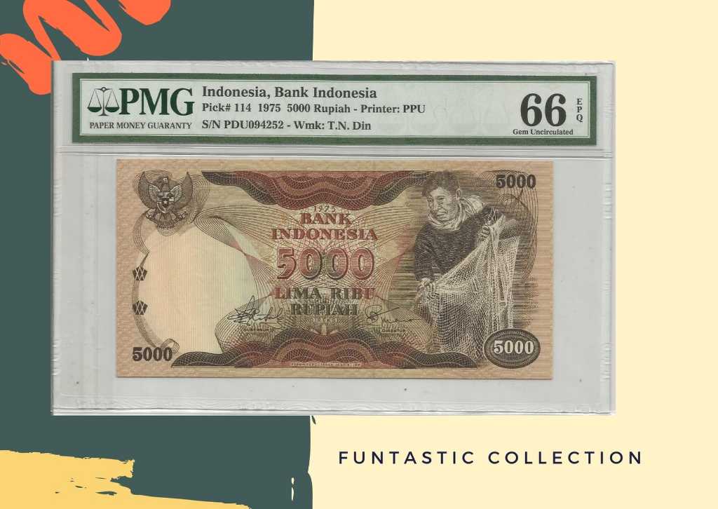 Uang Indonesia 5000 Rupiah Nelayan PMG 66