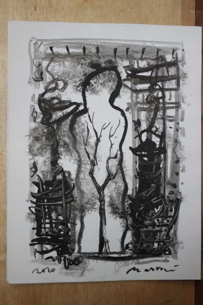 Lukisan tinta diatas kertas (Kembali ke alam )