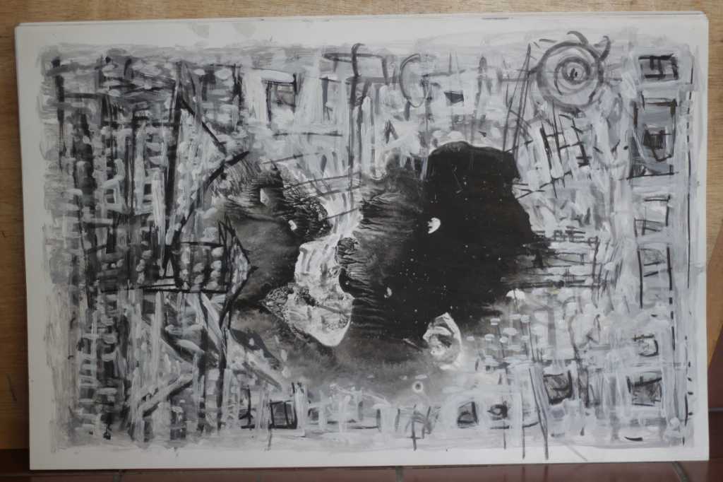 Lukisan tinta diatas kertas ( Lorong Kota )