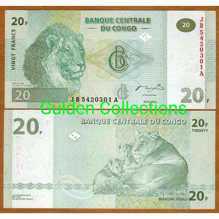 Congo 20 Francs UNC Baru Gress