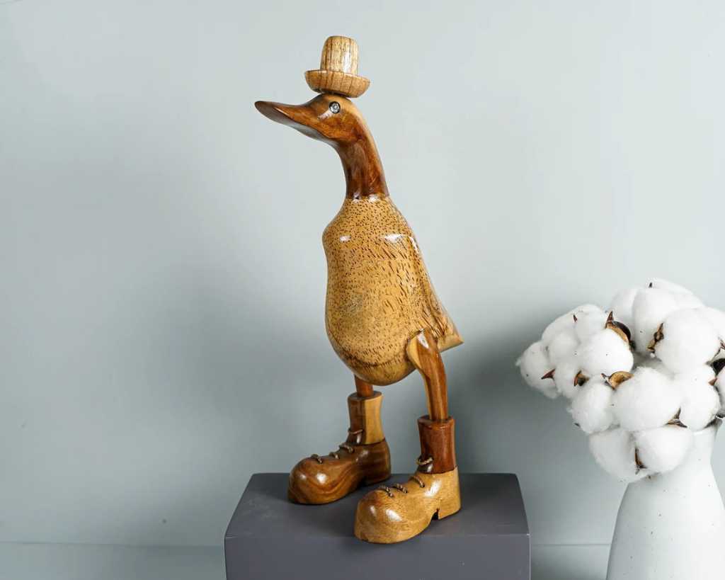 Bamboo Duck with Hat and Shoes Melamin Finishing
