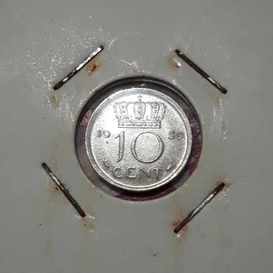 Belanda (vNetherlands ) - 10 Cents 1959 : Koin / Asing / Kuno