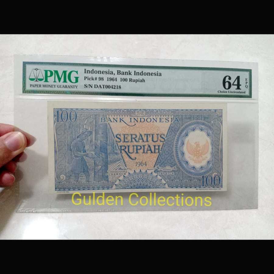 SERI PEKERJA 100 RUPIAH 1964 PMG 64 EPQ