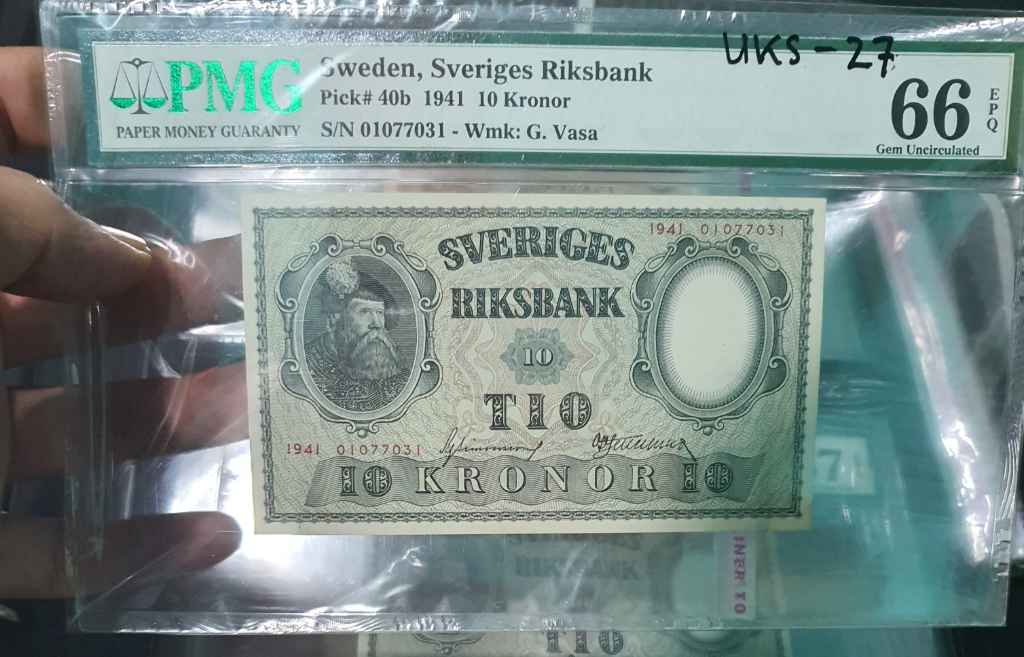 1941 Sweden 10 Kronor PMG 66 EPQ Finest grade known