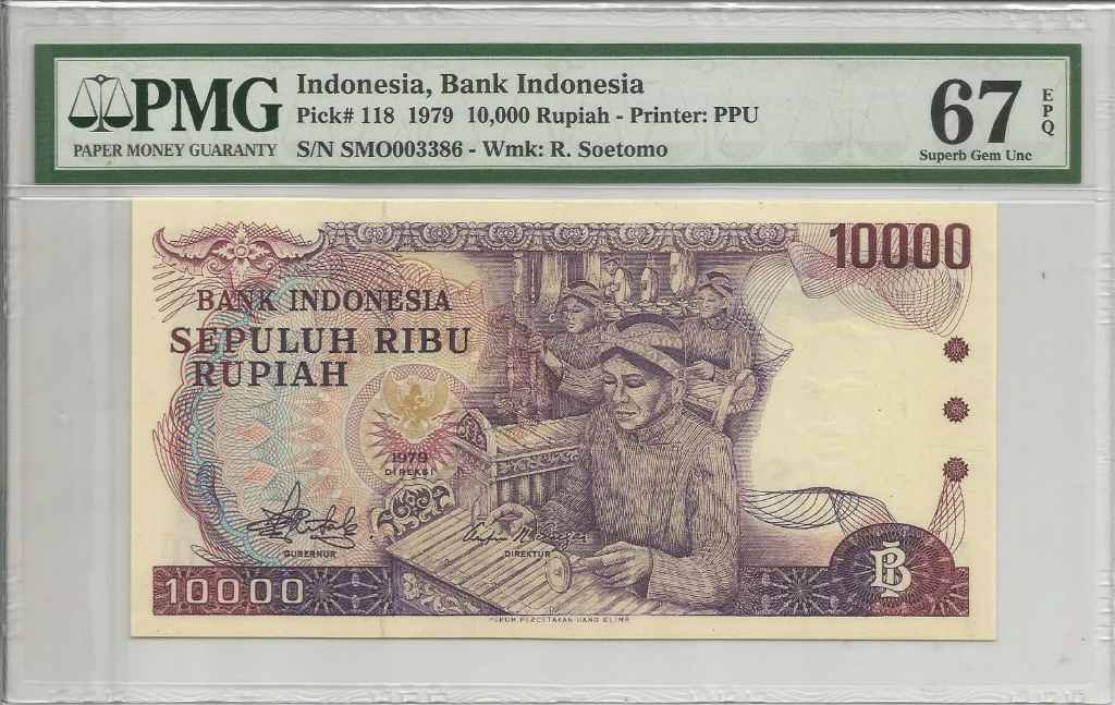 Uang Indonesia Rp. 10.000 Thn. 1979 PMG 67 EPQ