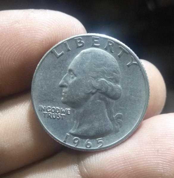 A 1987 Per 1 Keping Koin Quarter Dollar USA tahun 1965 Bekas Pakai
