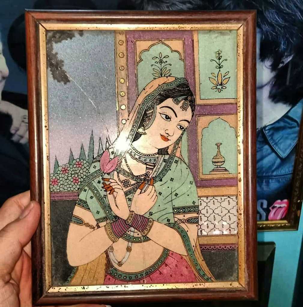 Indian reverse glass painting 17x22 cm