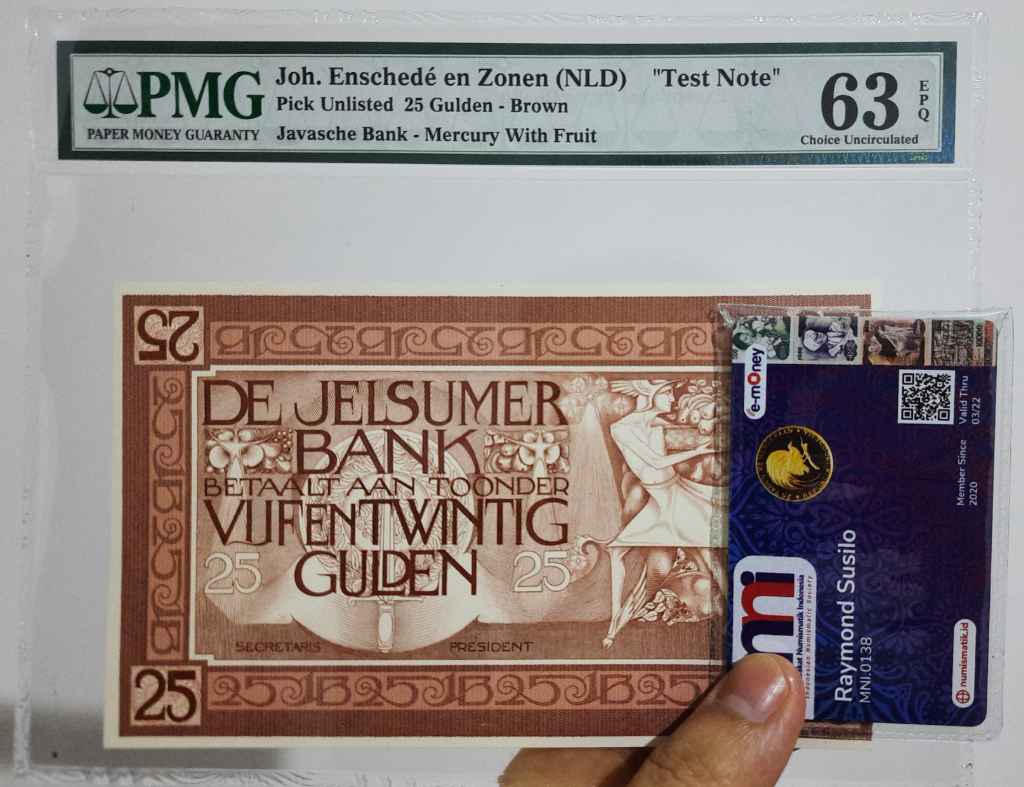 PMG65 EPQ Testnote 25 Gulden Joh. Enschede en Zonen