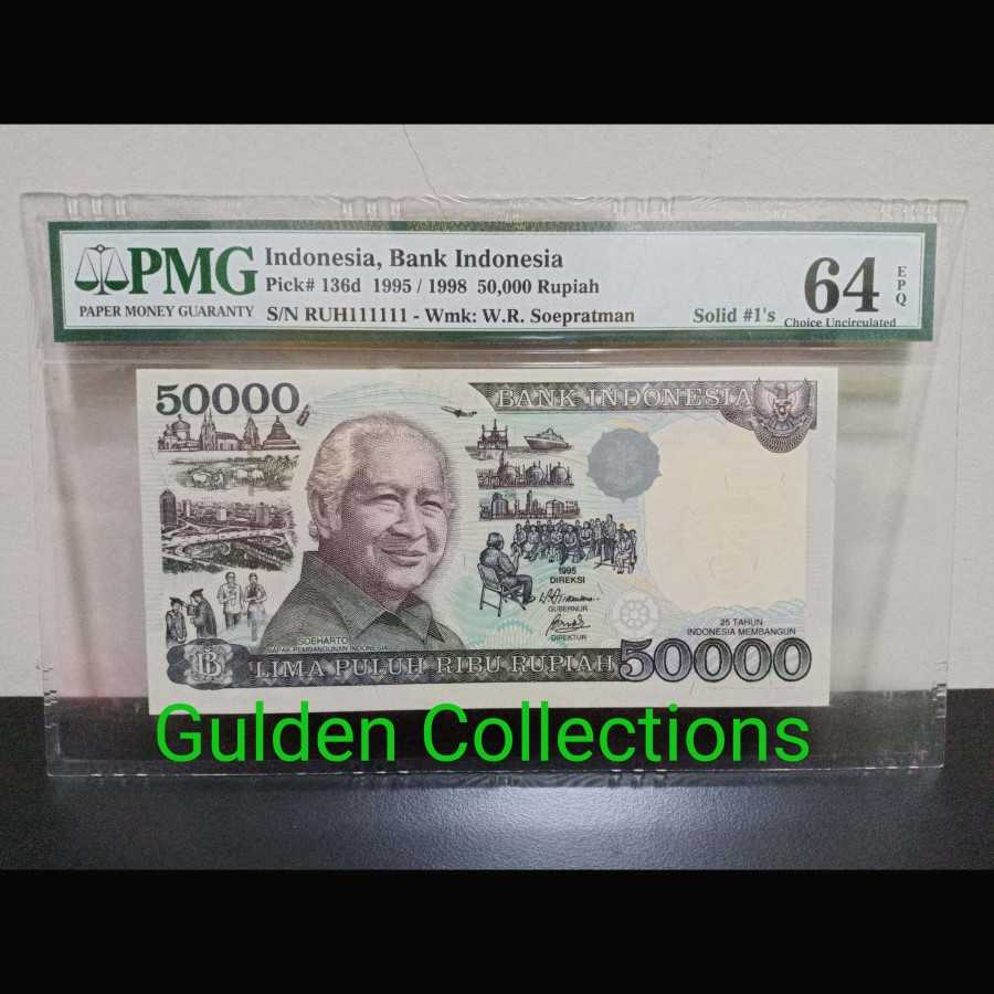 Indonesia 50000 Soeharto Solid 111111 UNC PMG 64 Epq