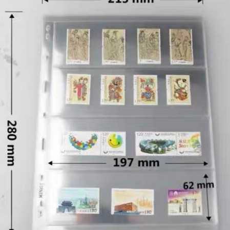 Refill uang perangko mingt sekat 4 baris transparan bijian eceran